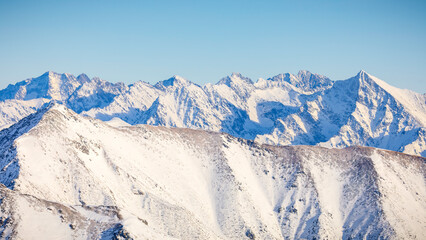snow covered mountains in winter