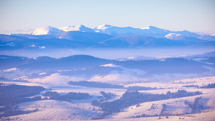 snow covered mountains