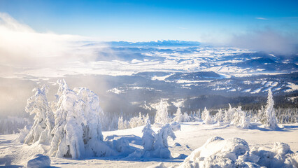 winter landscape with mountains