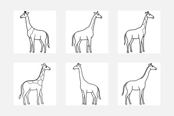 Delightful Giraffe Line Art Set for Kids Art Projects
