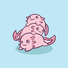 Illustration of a cute and adorable axolotl engaging in cute activities 