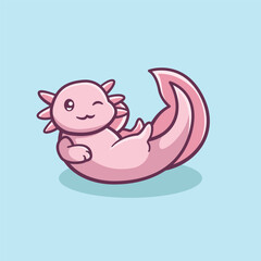 Illustration of a cute and adorable axolotl engaging in cute activities 