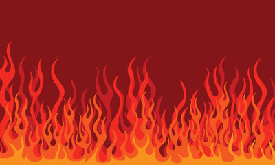 Blank background of burning fire. Vector illustration