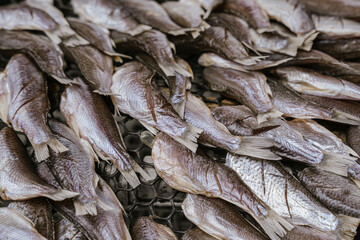 Dried fresh fish, food ingredients from fishermen