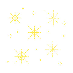 Yellow sparkle pixel Cute Sparkling pixel bright sparkle star, Stars, glitter, sparkles. Starry sky pixel
