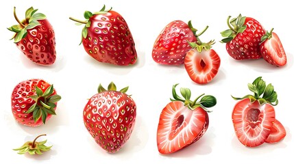 Realistic Strawberry Illustrations. Fresh and vibrant fruit concept