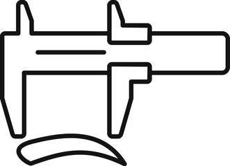 Line art icon of a caliper measuring an eyebrow shape, for beauty and brow lamination concepts
