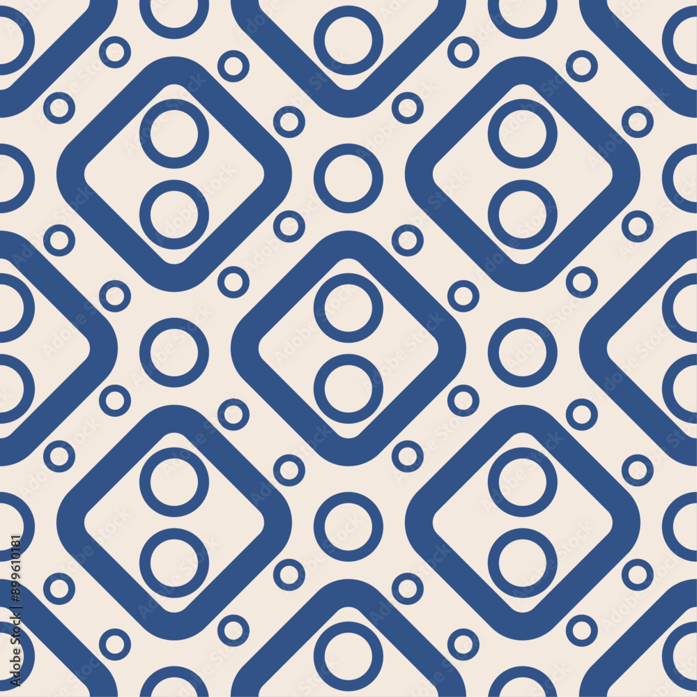 Aufkleber the diamonds are blue and there are rings inside and between them. tiles made of minimalistic rhombu