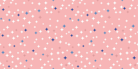 A background of beautiful small chaotically arranged stars. Pink background and small stars.
