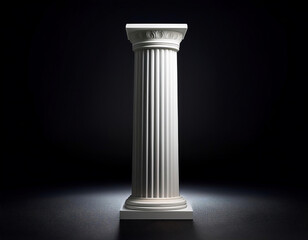 Obraz premium Antique Greek column on black background, copy space for text.