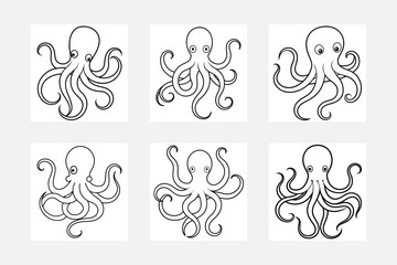 Engaging Octopus Line Art Illustrations for Kids Coloring Fun
