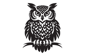 Fototapeta premium Owl silhouette set Vector illustration - Generative AI