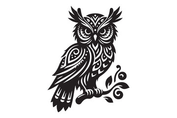 Obraz premium Owl bird silhouettes vector white background - Generative AI
