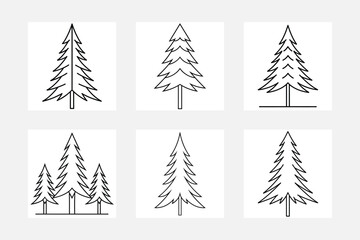 Obraz premium Explore Nature with Pine Tree Line Art for Kids 