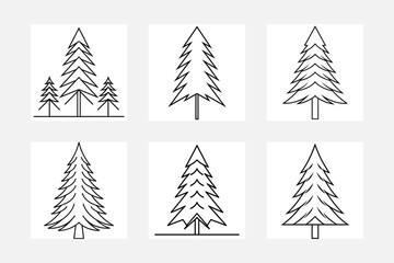 Obraz premium Fun Pine Tree Line Art Illustrations for Young Artists 