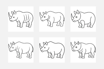Unique Rhino Line Art Set for Children's Creativity
