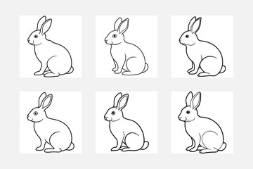 Fun Rabbit Line Art Set for Kids Coloring and Creativity
