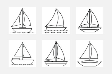 Kids Coloring Adventure with Sail Boat Line Art
