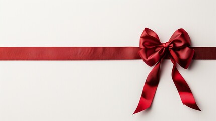 Elegant Red Ribbon Bow on a Gift Wrapped Present