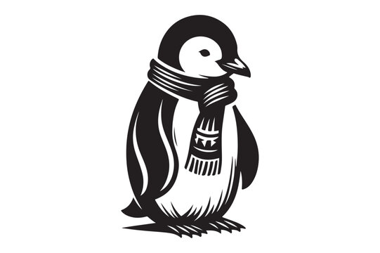 recommend clip art:  penguin black silhouette art illustration white background - Generative AI