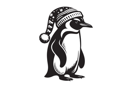 recommend clip art:  penguin black silhouette art illustration white background - Generative AI