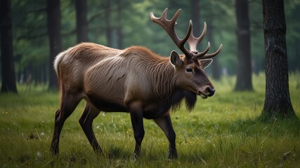 Obraz premium Majestic Elk in Serene Forest