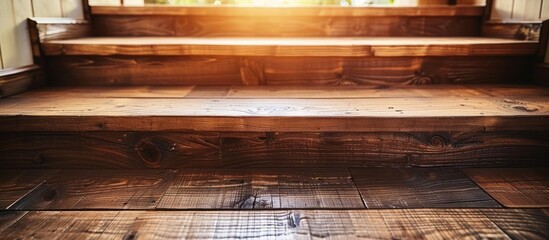 Wooden Steps Leading Upwards, with Natural Light