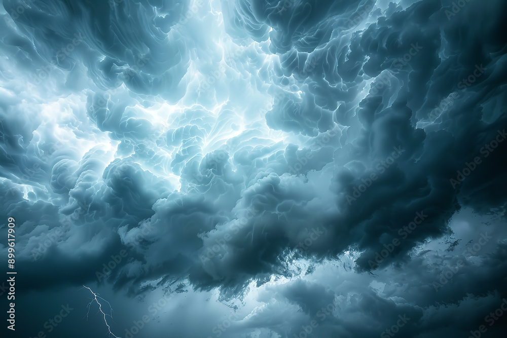 Canvas Prints Dramatic Thunderstorm with Dark Clouds and Visible Lightning  