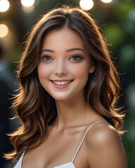 Fototapeta premium Portrait of a beautiful woman with a natural smile 