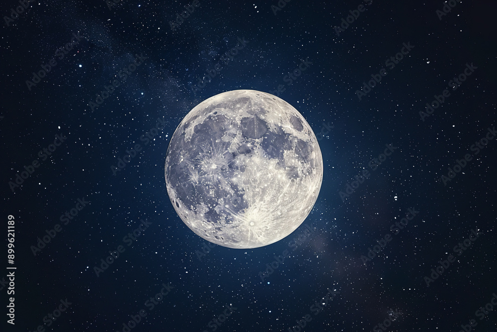 Poster Full Moon Detail in a Clear Night Sky - Lunar Beauty  