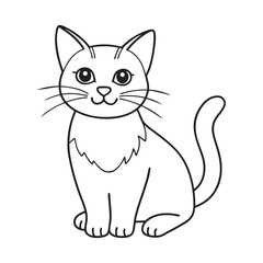 Cute Cat Line Art - Simple and Adorable Cat Drawings for Coloring.