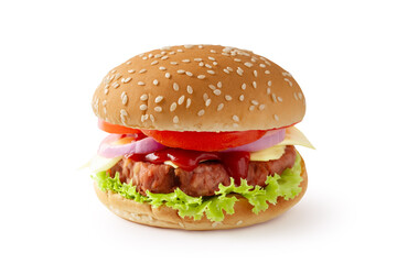 Hamburgers isolated on white background.