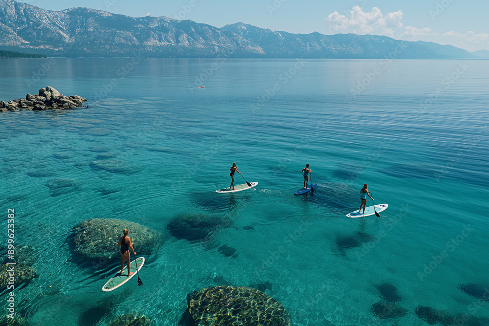 Wall mural recreational paddleboarding with friends