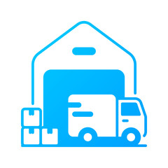 Warehouse icon. Warehouse, Storage, Inventory, Logistics, Distribution center, Stockroom, transportation, factory, Supply chain. Vector icon illustration