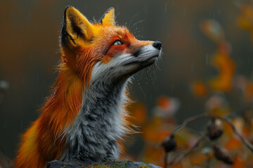 Obraz premium A surreal image of a fox covered in vivid paint, blending its natural beauty with an artistic expression,