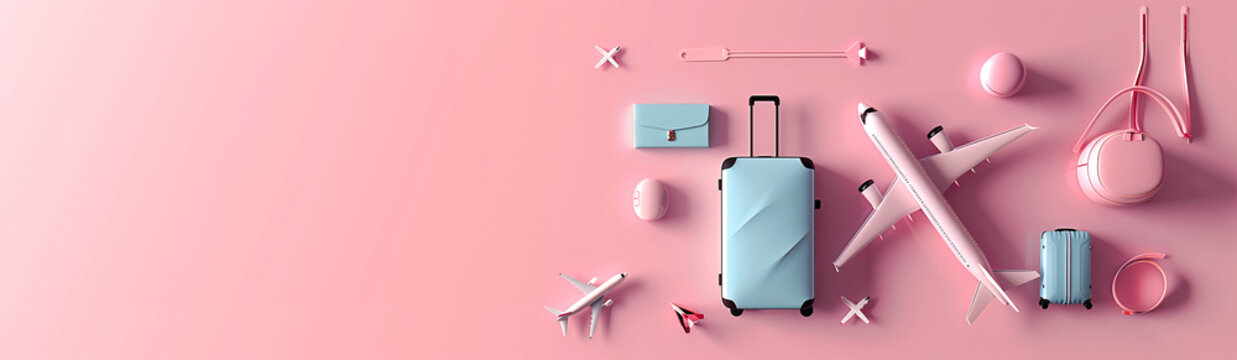 Minimalist travel banner, airplane model and travel shopping promotion banner, travel agency banner, travel bbs banner, vacation banner