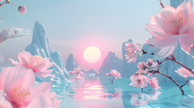 Abstract demo concept and design with pastel colour, fantasy, dreamy, wonderland, demo	
