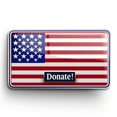 Patriotic American Flag Donate Sticker Badge Button Concept Design Generative Illustration on Blank White