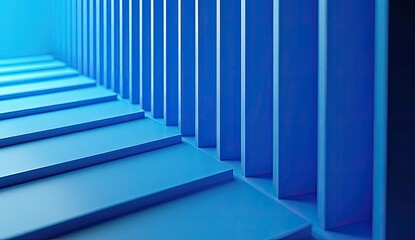 Fototapeta premium Abstract Blue Staircase in Modern Design