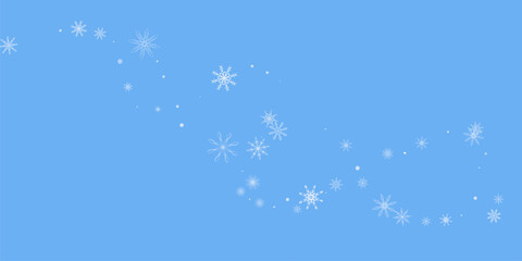 Snowflakes. Snow, snowfall. Falling scattered white snowflakes on a blue background.