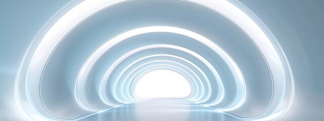 Fototapeta premium Modern Sci-Fi Tunnel with Blue Lighting