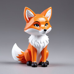 Fototapeta premium Adorable acrylic porcelain orange and white fox figurine, for indoor decoration