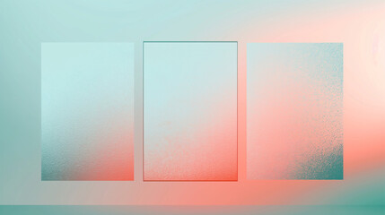 Empty blank three frames for wall art on smooth gradient background