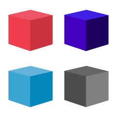 Set of isometric cube design, web modern concept icon, geometric vector illustration