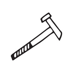 axe. saw. a hammer. blade. the tool. vector. doodle