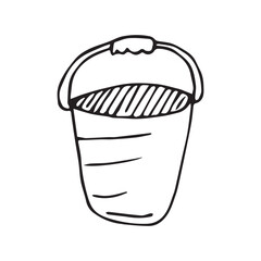 the roller. a paint brush. a bucket of paint. paint. painting the walls. Repaint the walls. vector. doodle. solvent. the tool. a construction tool. builder.