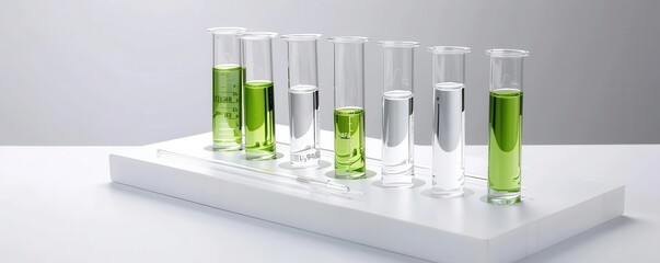 Test tubes with experimental results graph, scientific study