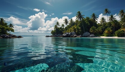 Obraz premium Serene Tropical Paradise at Dawn