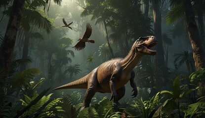 Majestic T-Rex in Lush Jungle