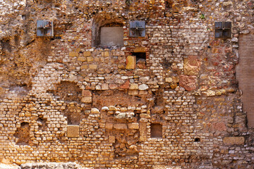 Naklejka premium Textured Ancient Wall Fragment In Tarragona, Spain